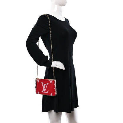 Louis Vuitton Monogram Giant Double Zip Pochette Rouge 2 of 13