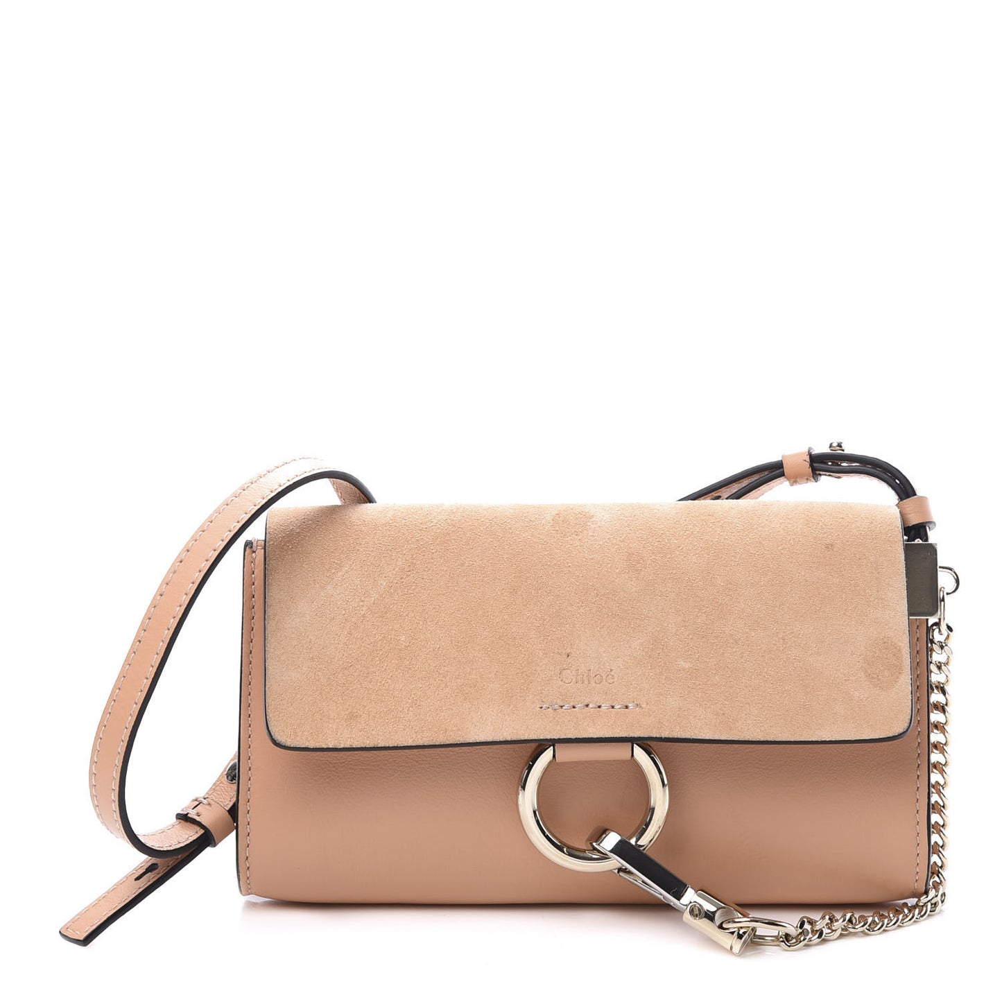 Suede Calfskin Mini Faye Shoulder Bag Milky Orange