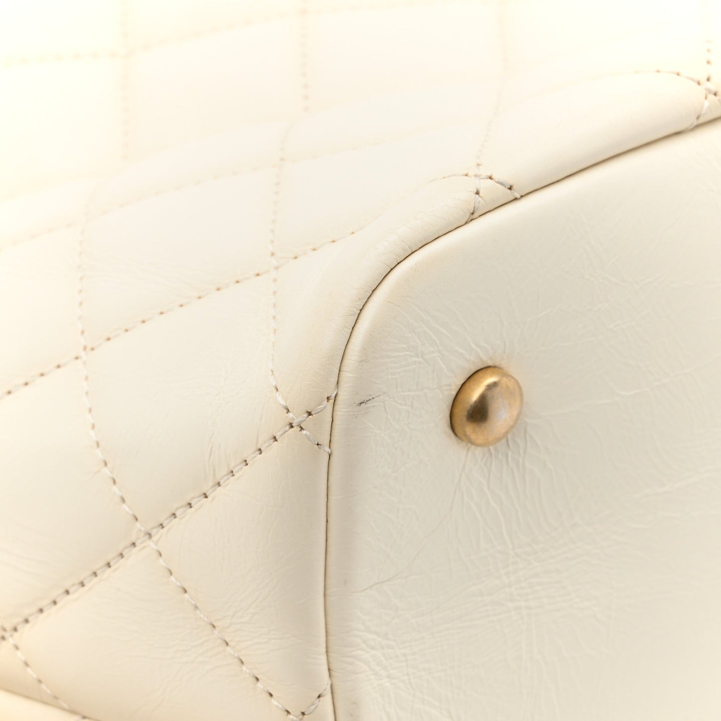 Crumpled Calfskin En Vogue Rope Hobo Bag White