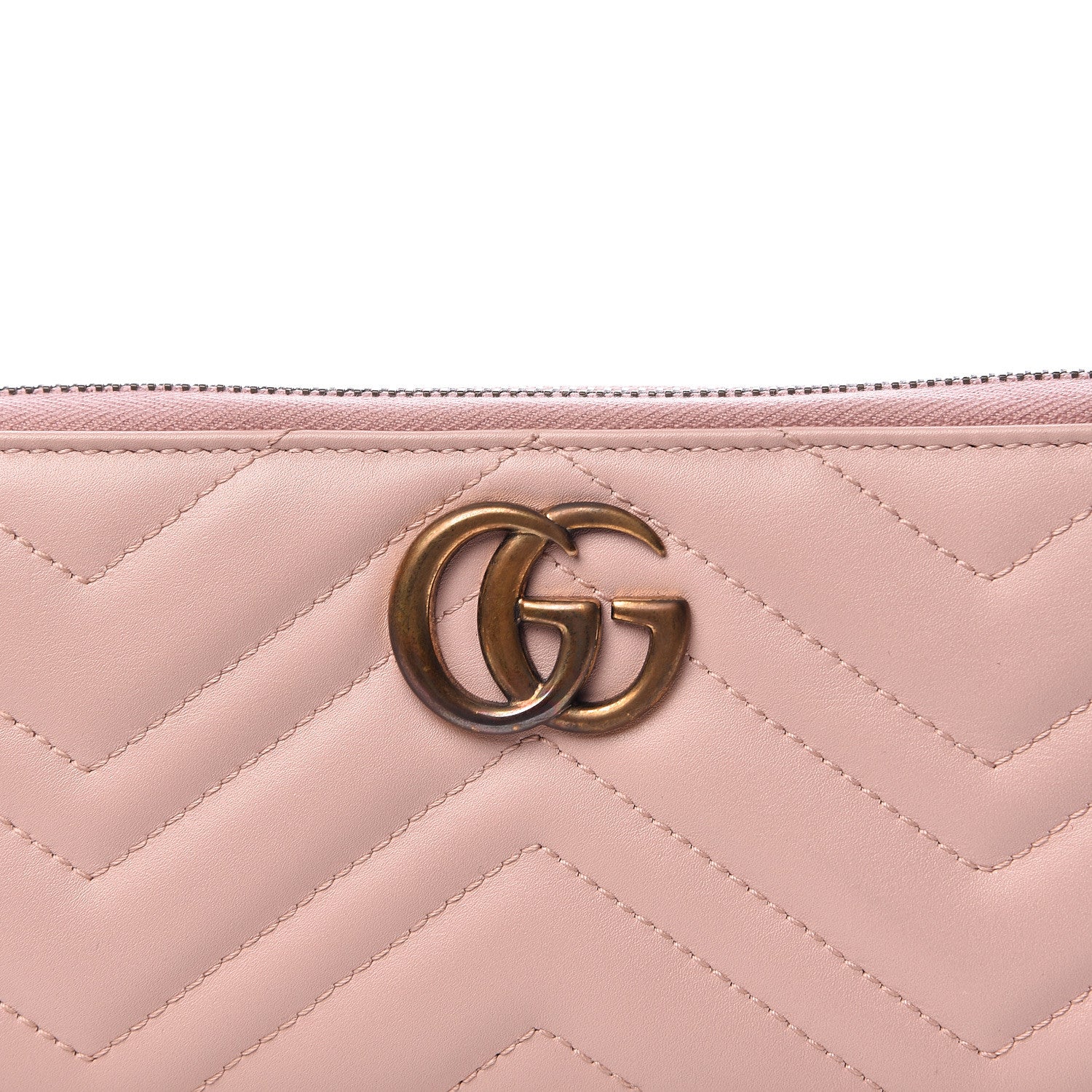 Gucci Calfskin Matelasse GG Marmont Zip Around Wallet Perfect Pink 8 of 9