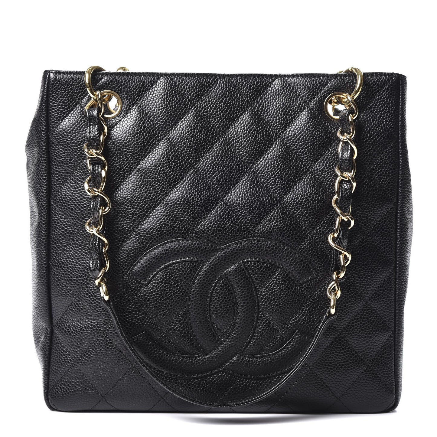 Caviar Quilted Petit Shopping Tote PST Black