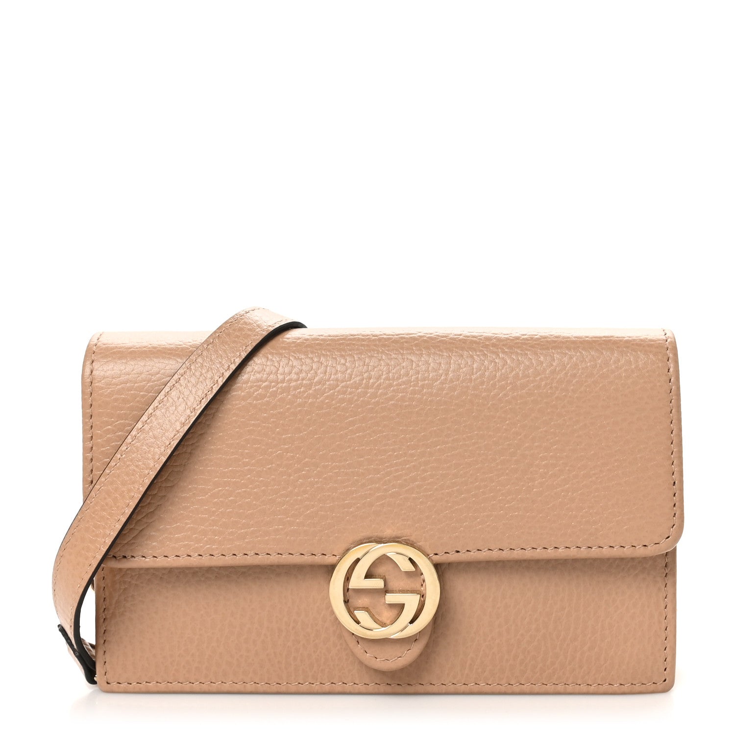 Gucci Dollar Calfskin Interlocking G Chain Wallet Camelia 1 of 10