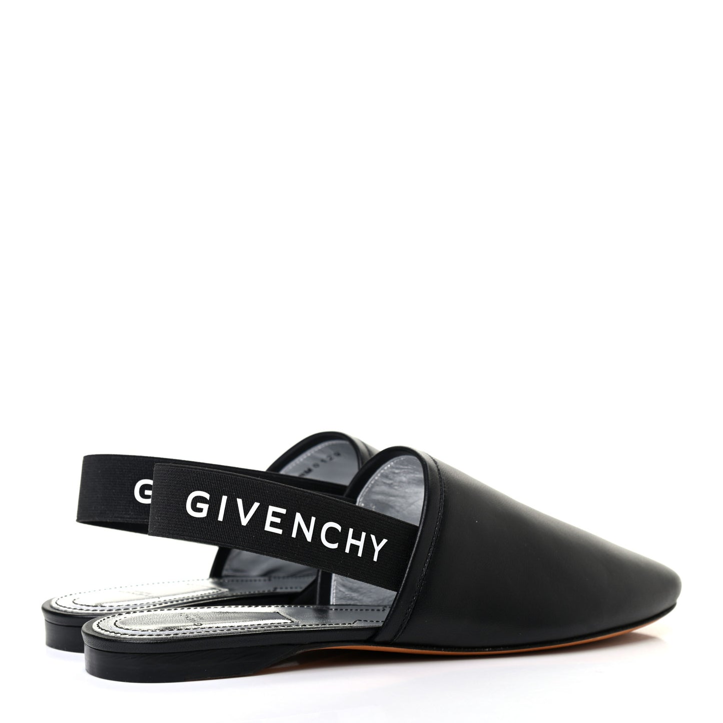 Nappa Rivington Logo Slingback Flat 37 Black Silver