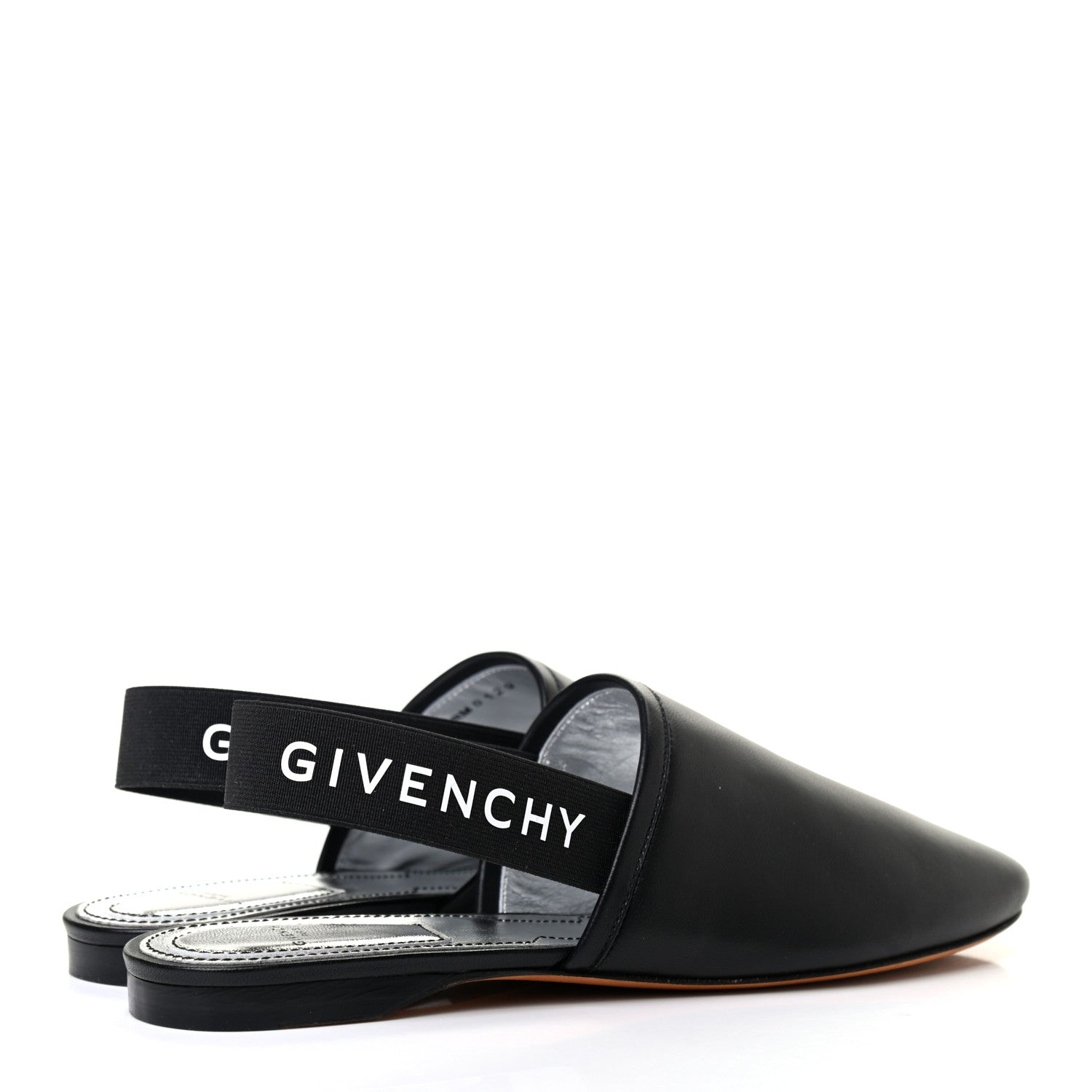 Givenchy Nappa Rivington Logo Slingback Flat 37 Black Silver 4 of 8