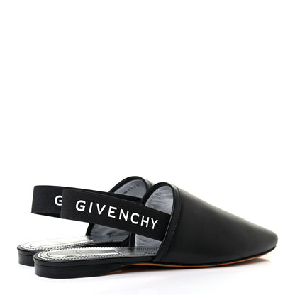 Givenchy Nappa Rivington Logo Slingback Flat 37 Black Silver 4 of 8