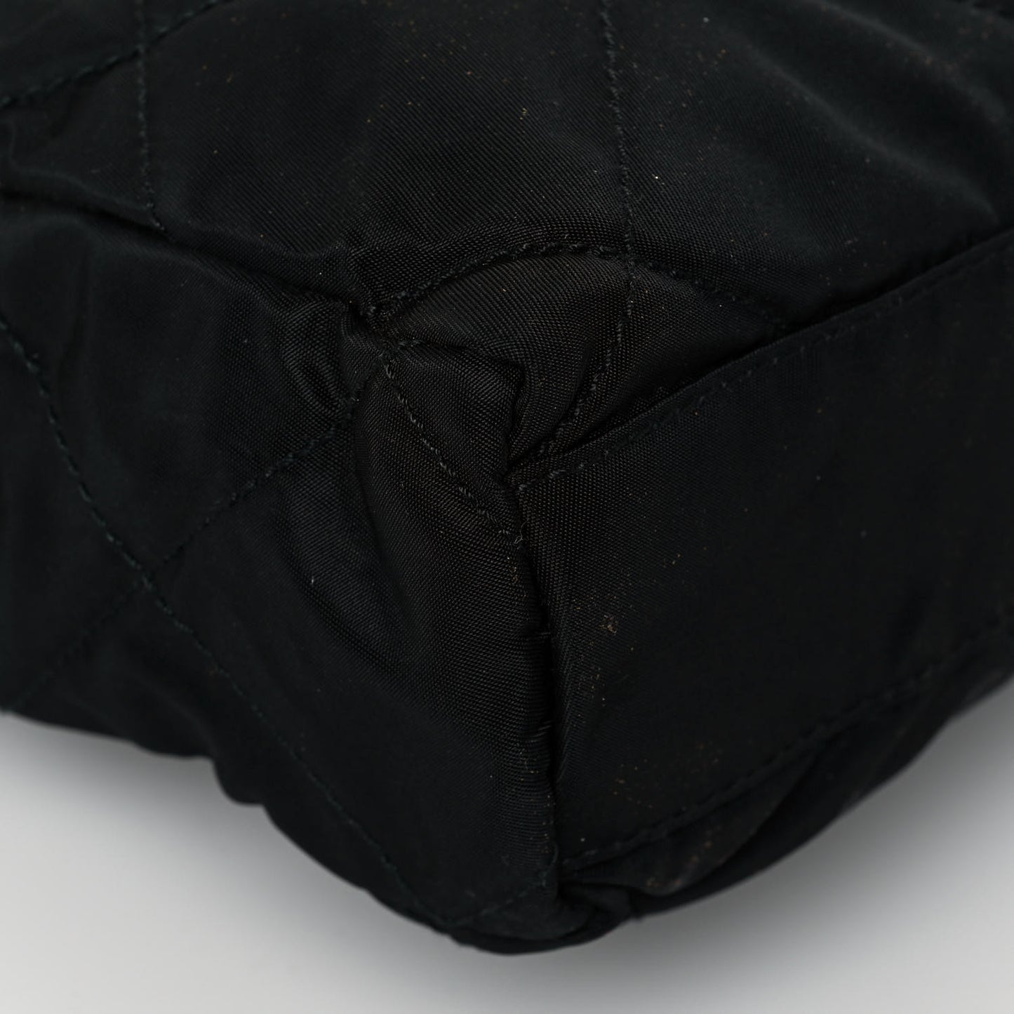 Nylon Tessuto Impuntu Quilted Flap Shoulder Bag Black