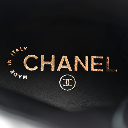 Chanel Shiny Calfskin Quilted Lace Up Combat Boots 41 Black 8 of 10