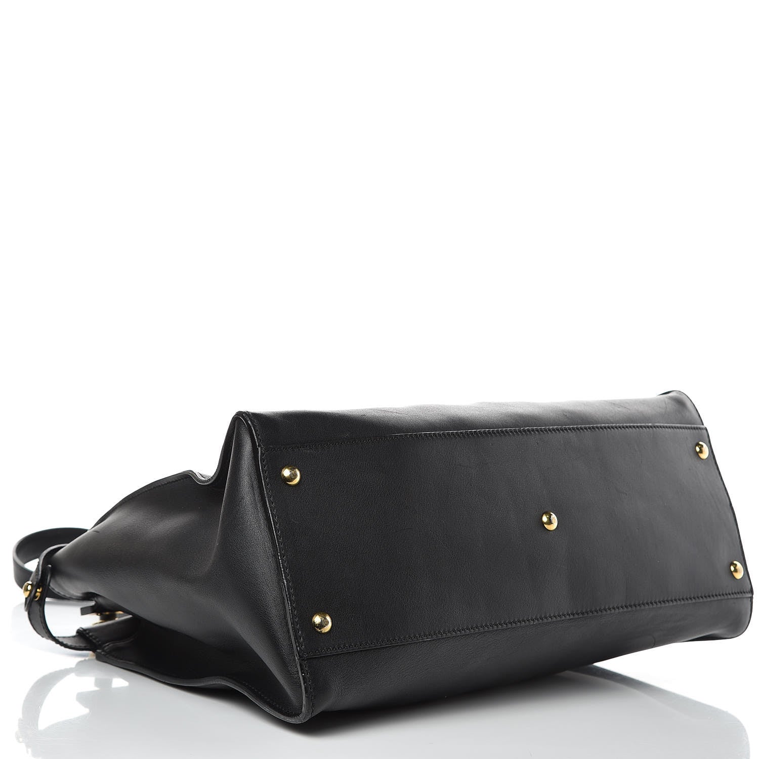Fendi Vitello Seta Shiny Nappa Large Peekaboo Iconic Satchel Black 4 of 15