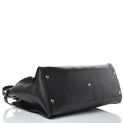 Fendi Vitello Seta Shiny Nappa Large Peekaboo Iconic Satchel Black 4 of 15