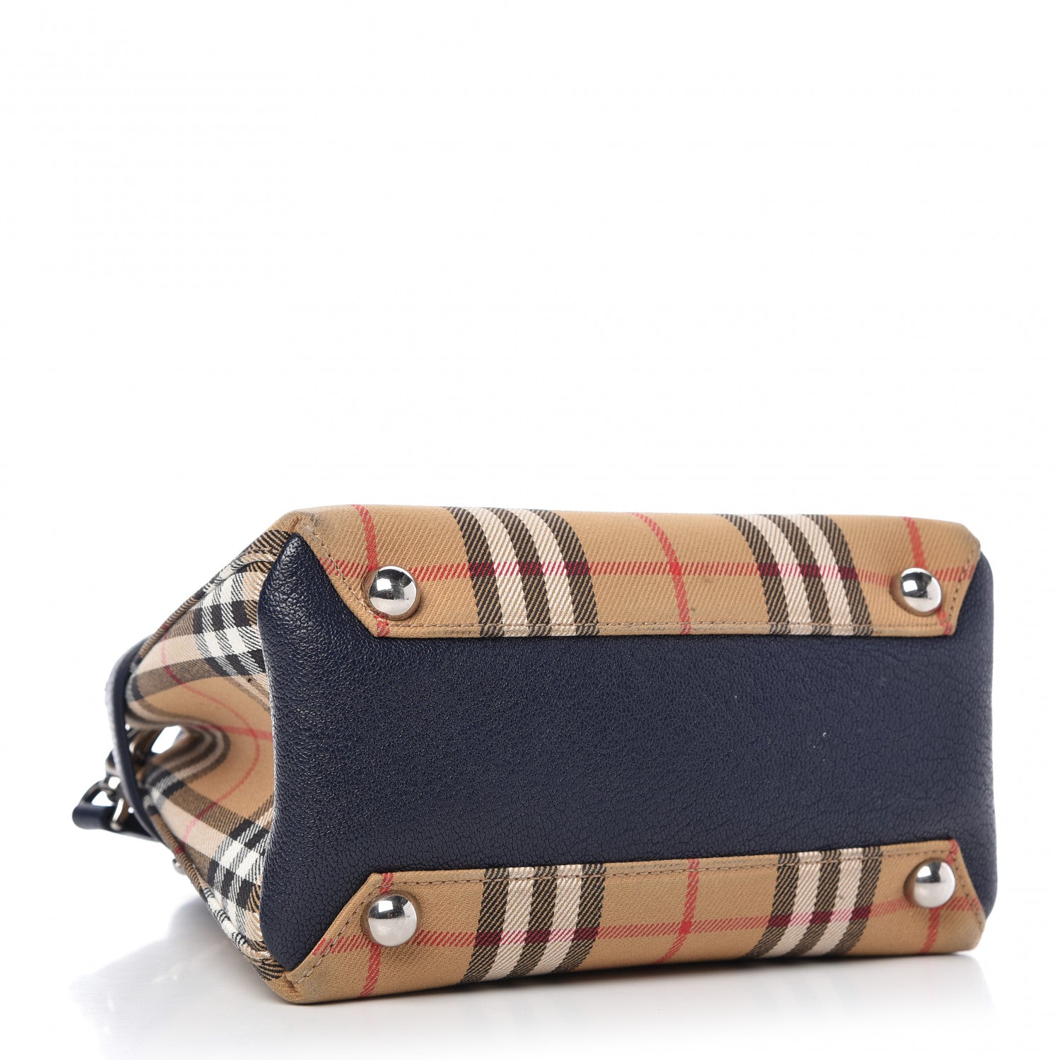 Burberry Goatskin Vintage Check Baby Banner Tote Regency Blue 4 of 11
