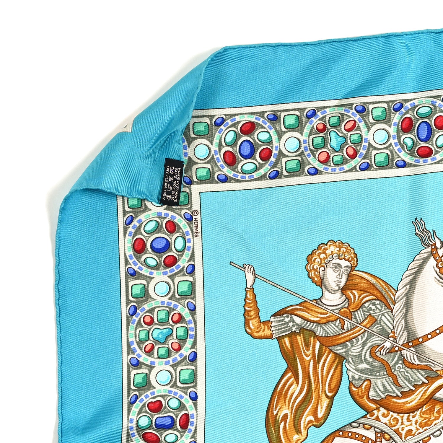 Hermes Silk Le Triomphe Du Paladin Scarf 90 Blue Multicolor 3 of 3