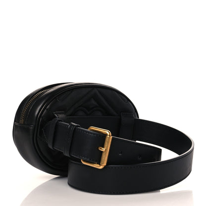 Gucci Calfskin Matelasse GG Marmont Belt Bag 75 30 Black 3 of 12