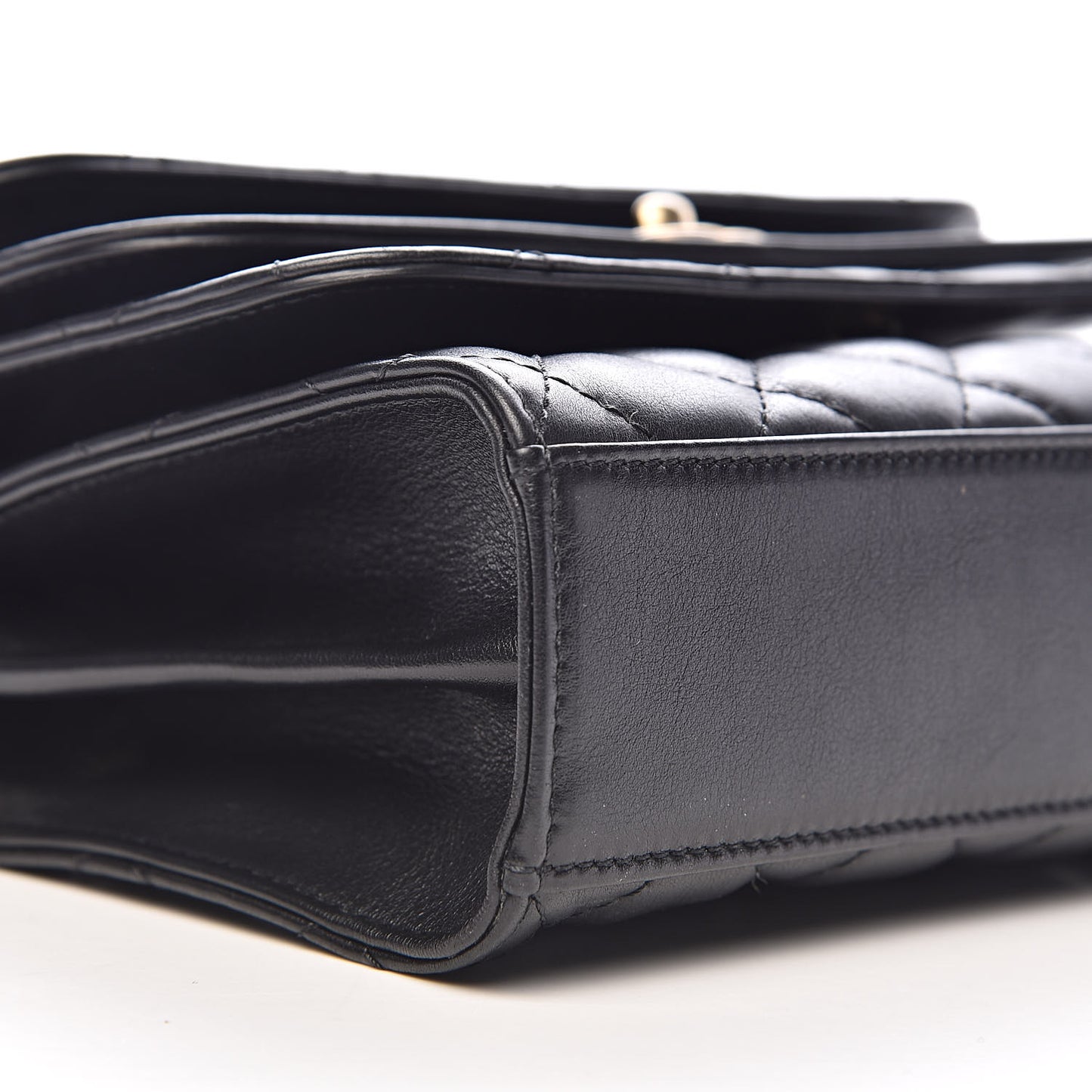 Calfskin Quilted Triple Flap Black