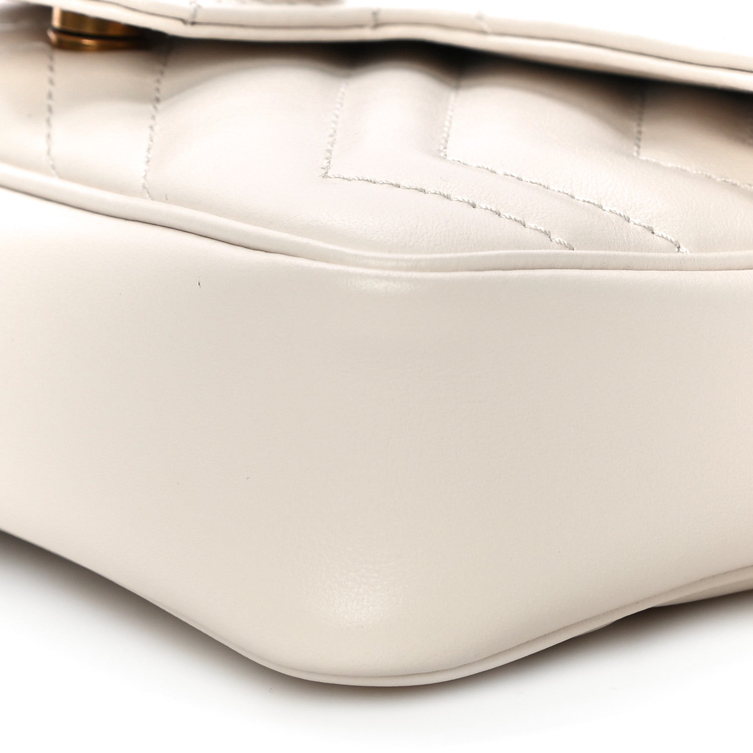 Gucci Calfskin Matelasse Super Mini GG Marmont Shoulder Bag White 10 of 11