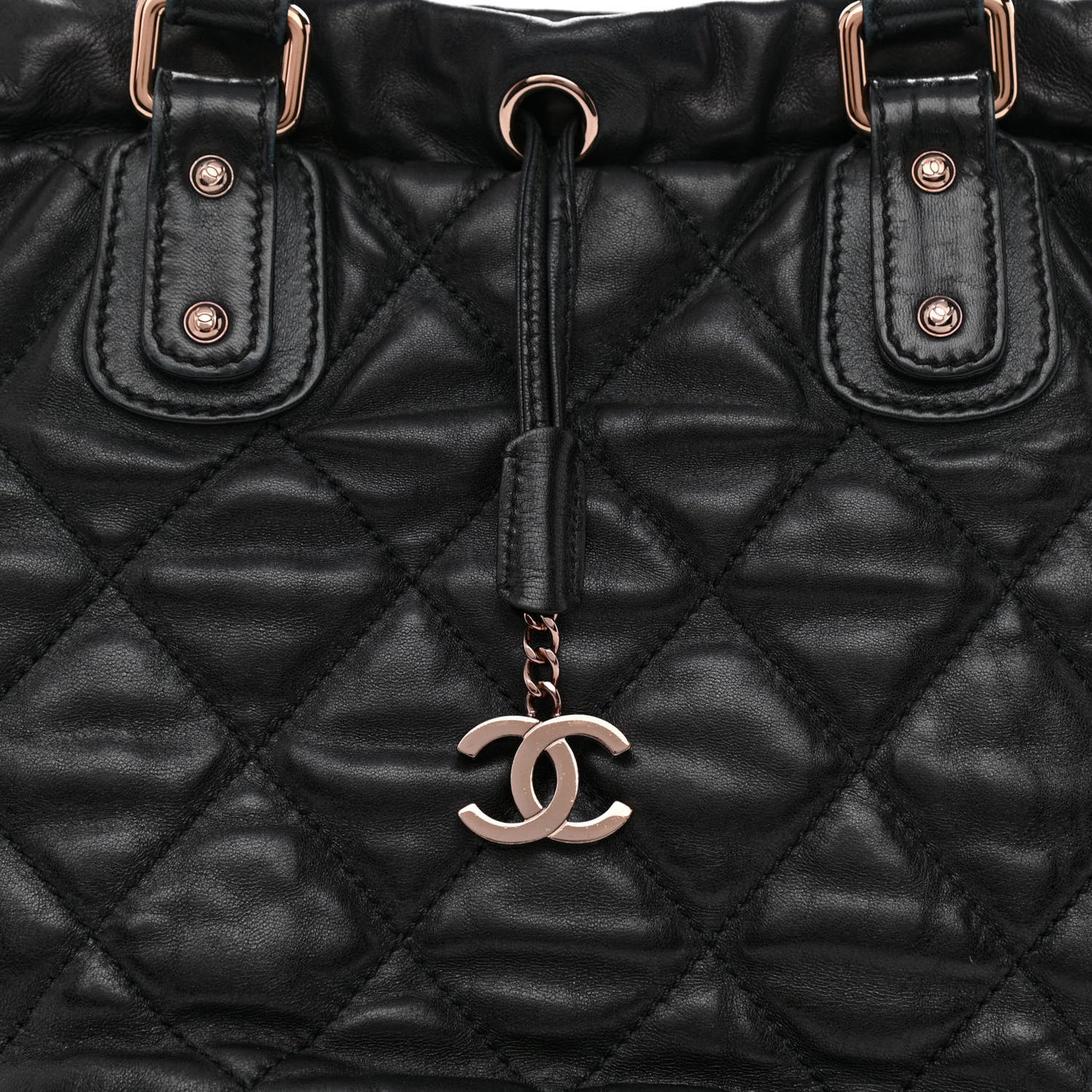 Lambskin Quilted Cloudy Bundle North South Tote Black