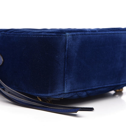 Gucci Velvet Matelasse GG Marmont Dome Backpack Cobalt Blue 7 of 8