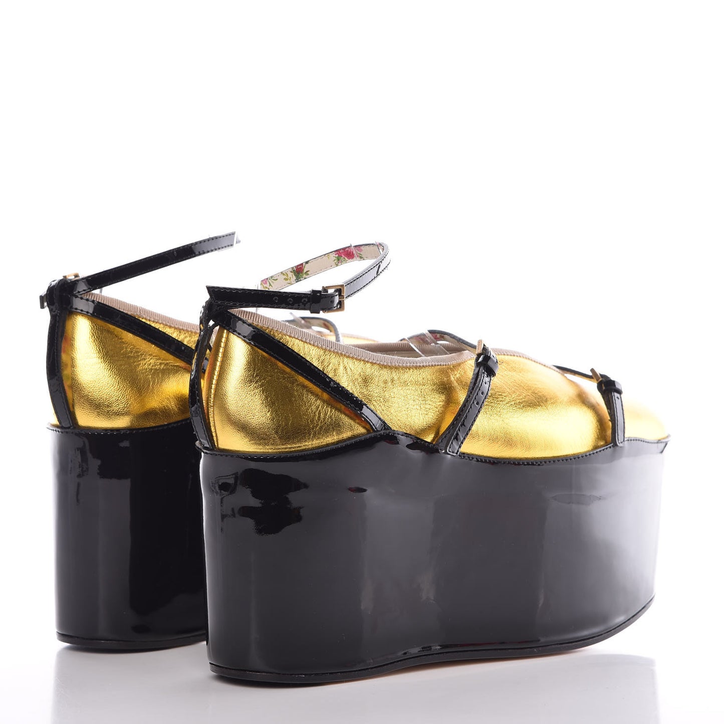 Metallic Nappa Patent Hannelore Detachable Platform Sandals 40 Gold