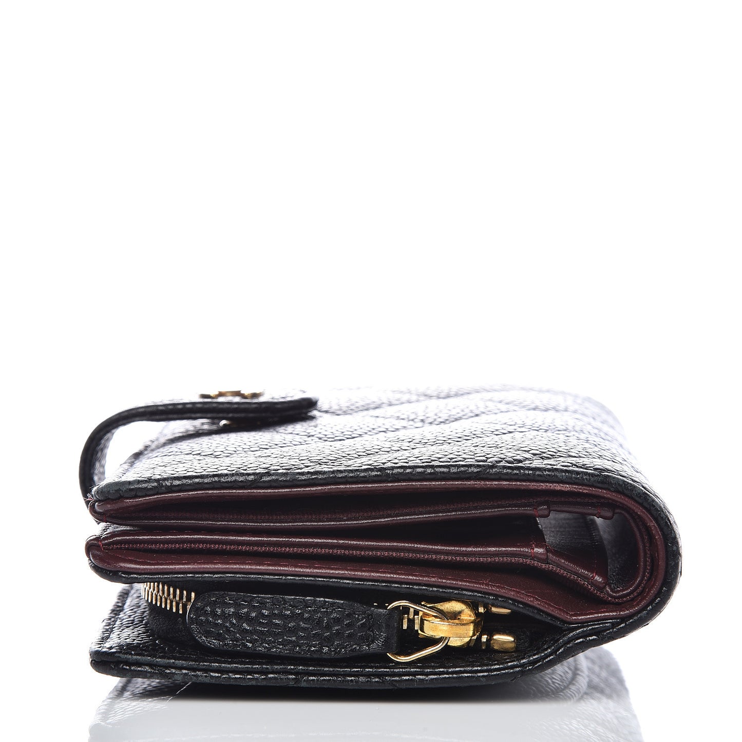 Caviar Quilted Zipped Pocket Wallet Black
