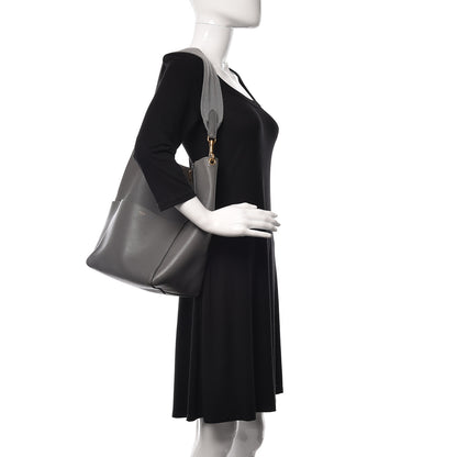 Celine Soft Grained Calfskin Sangle Bucket Bag Storm 2 of 14