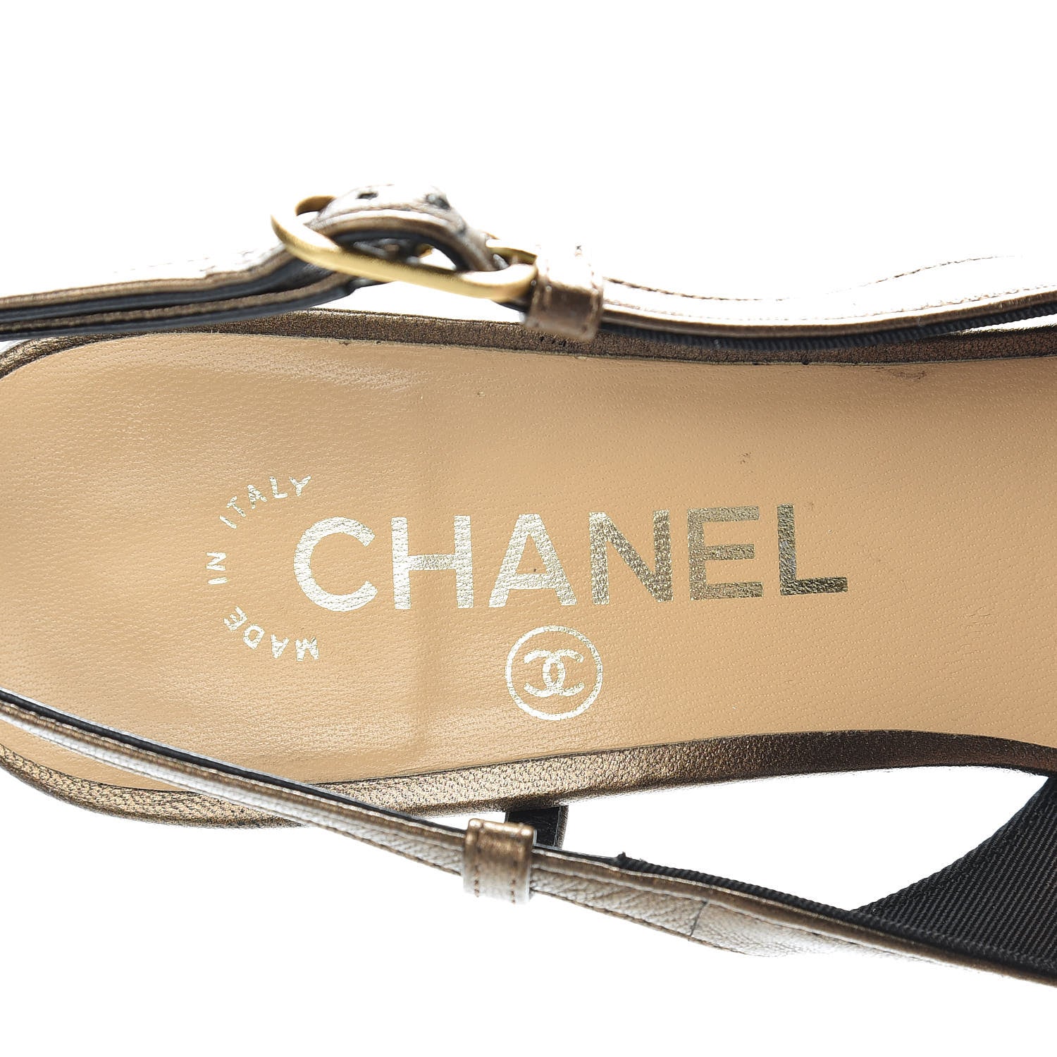 Chanel Lambskin Camellia Sling Back Pumps 39 Bronze 8 of 21