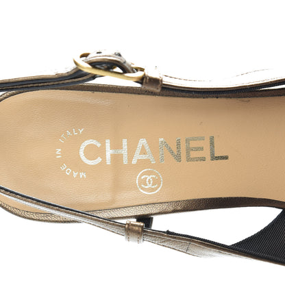 Chanel Lambskin Camellia Sling Back Pumps 39 Bronze 8 of 21