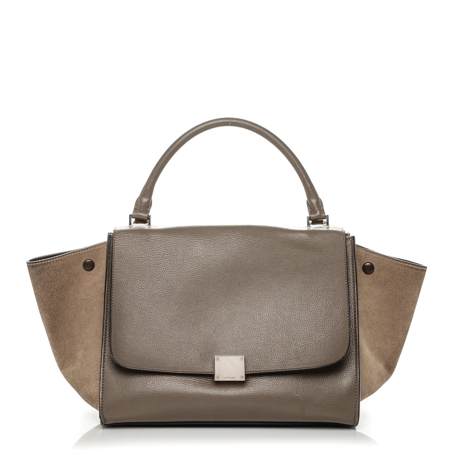 Celine Drummed Calfskin Suede Medium Trapeze Souris 1 of 7
