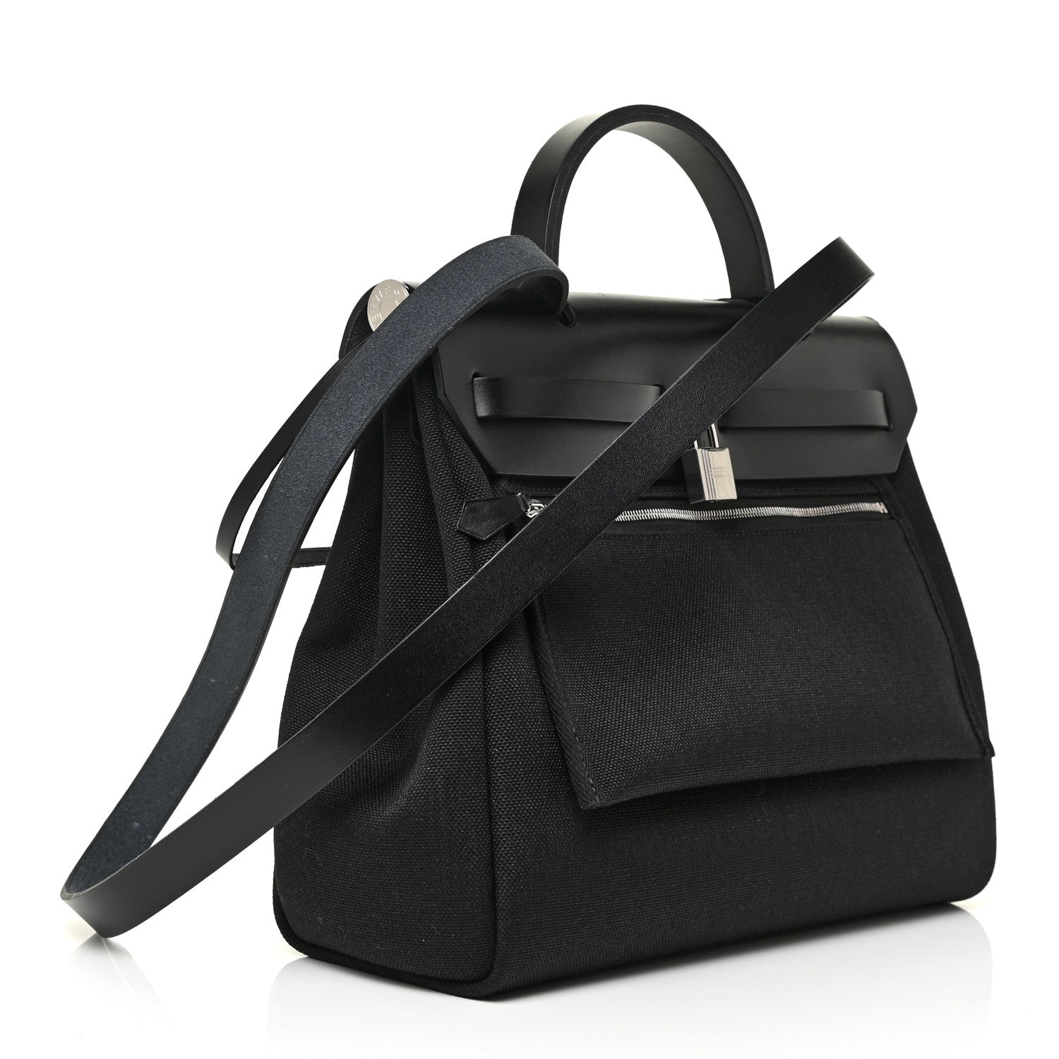 Hermes Military Toile Vache Hunter Herbag Zip PM 31 Black 3 of 11