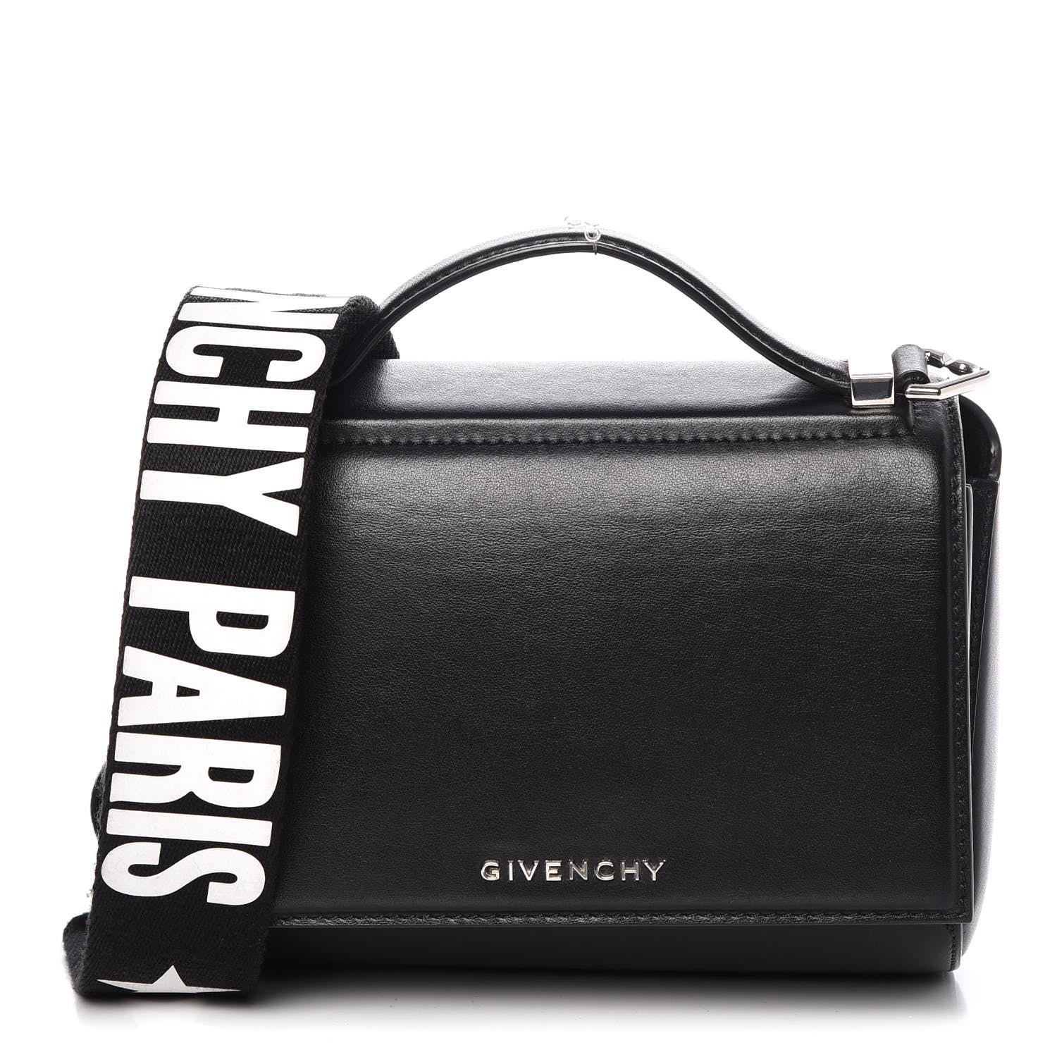 Givenchy Calfskin Mini Pandora Box Logo Strap Crossbody Bag Black 1 of 10
