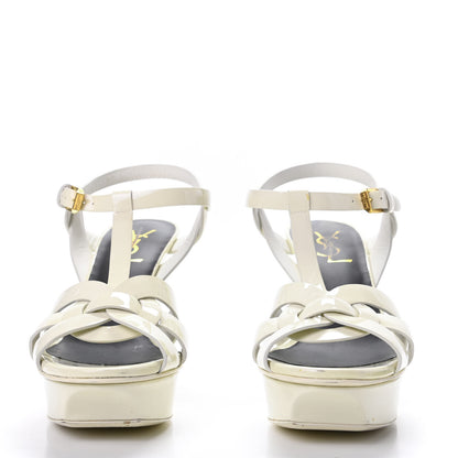 Saint Laurent Patent Tribute 75 Platform Sandals 36 Ivory 2 of 9