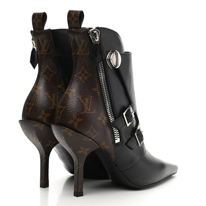Louis Vuitton Calfskin Monogram Janet Ankle Boots 37 Black 4 of 12