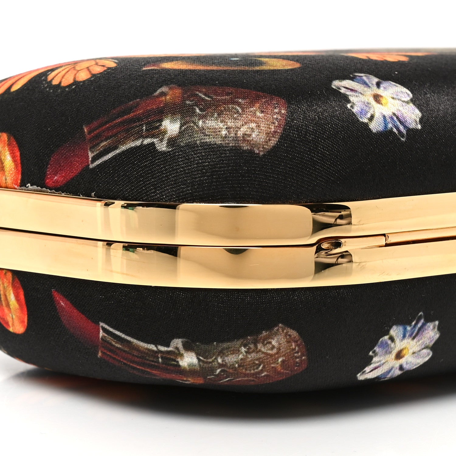 Alexander McQueen Silk Obsession Print Skull Knuckle Box Clutch Black 7 of 9
