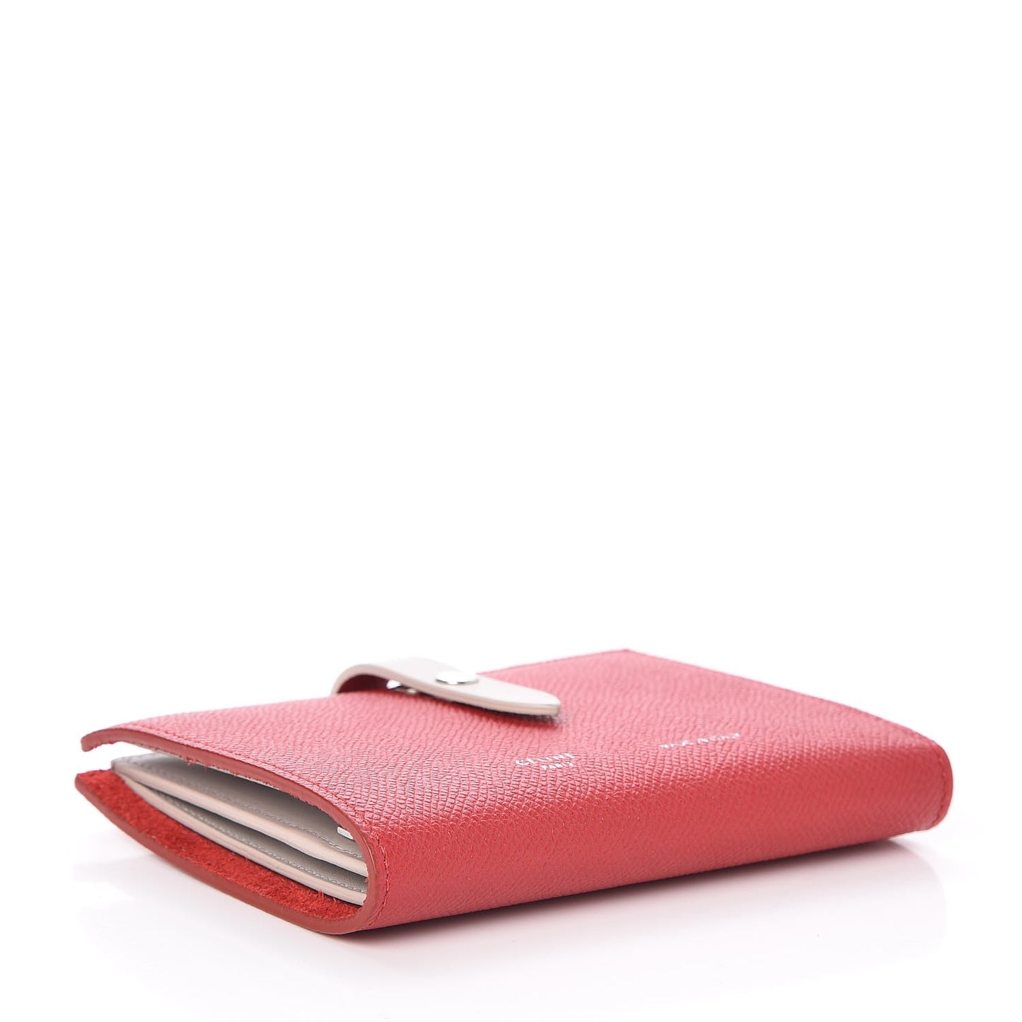 Grained Calfskin Medium Multifunction Strap Wallet Pop Red