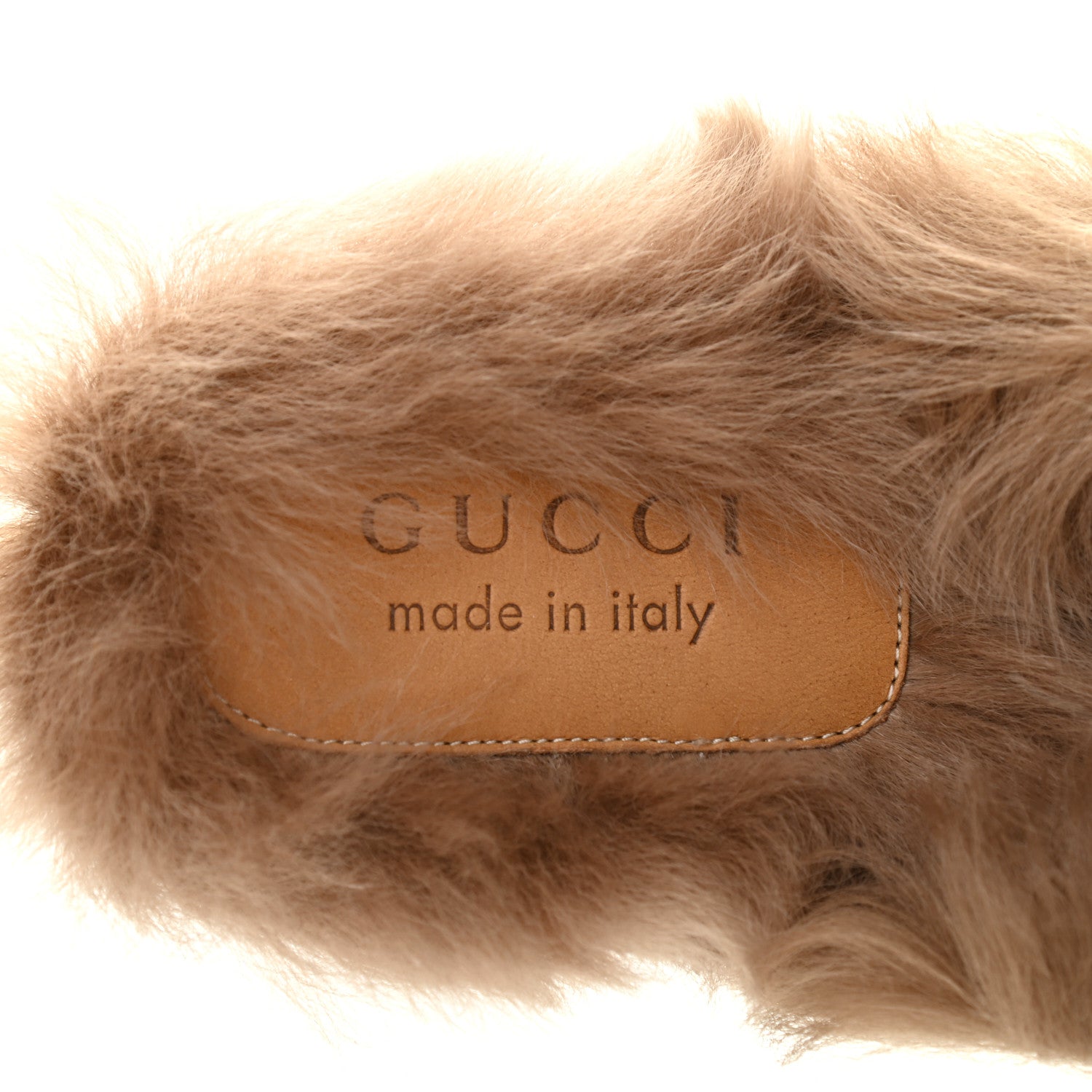 Gucci Goatskin Fur Web GG Mens Princetown Slippers 8 Cocoa 6 of 9