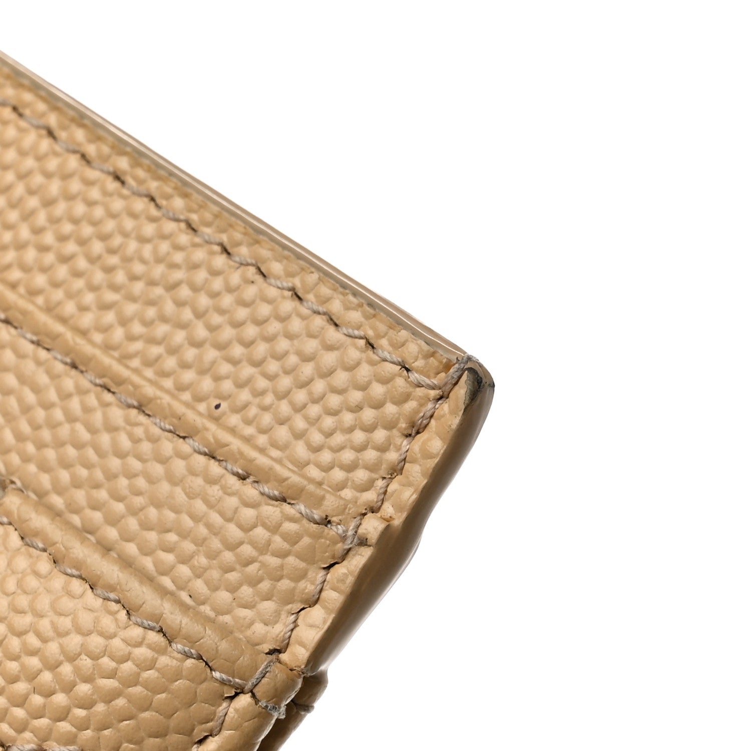 Saint Laurent Grain De Poudre Matelasse Chevron Monogram Credit Card Case Dark Beige 10 of 11