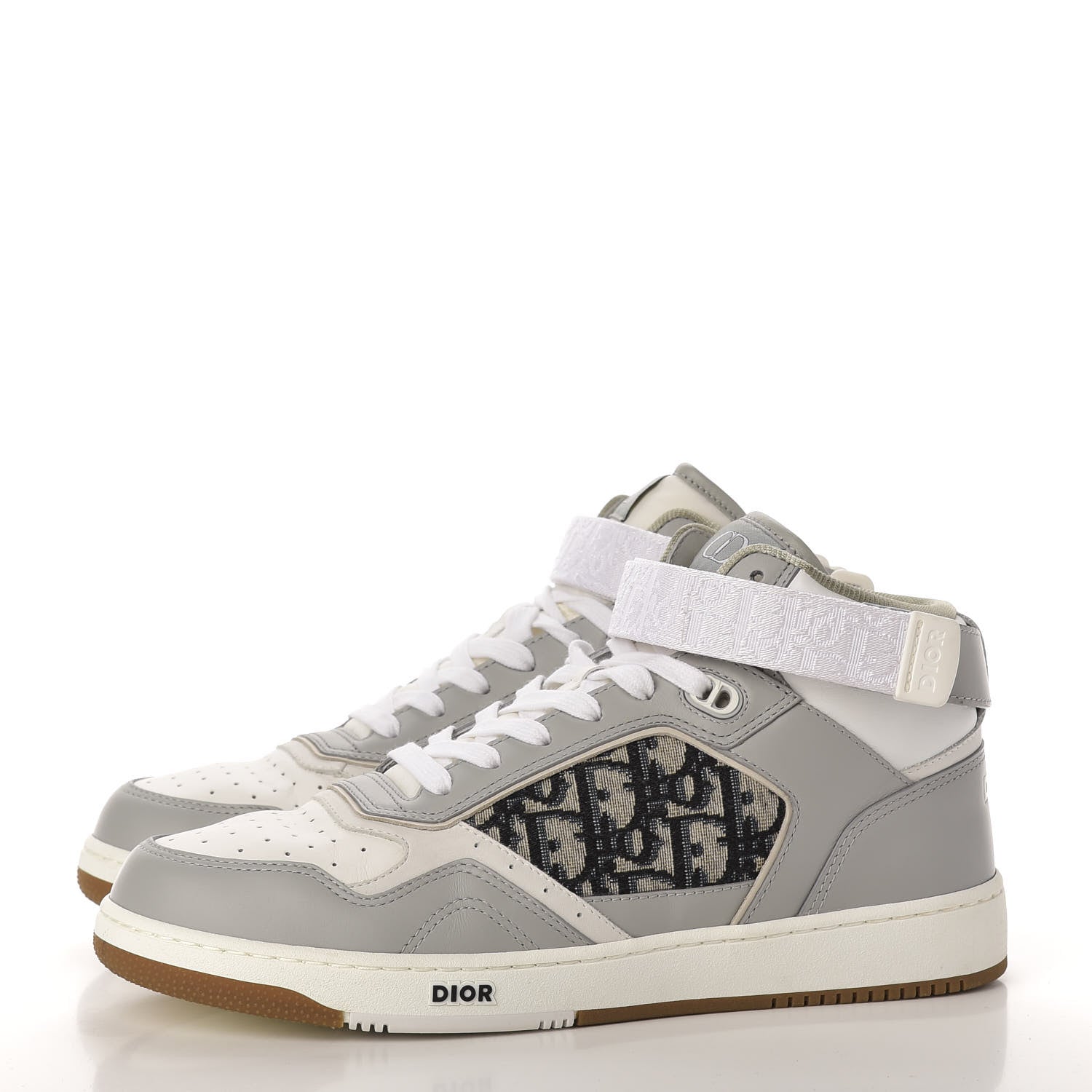 Christian Dior Smooth Calfskin Jacquard Oblique Mens B27 Mid Top Sneakers 42 Beige Blue 3 of 10