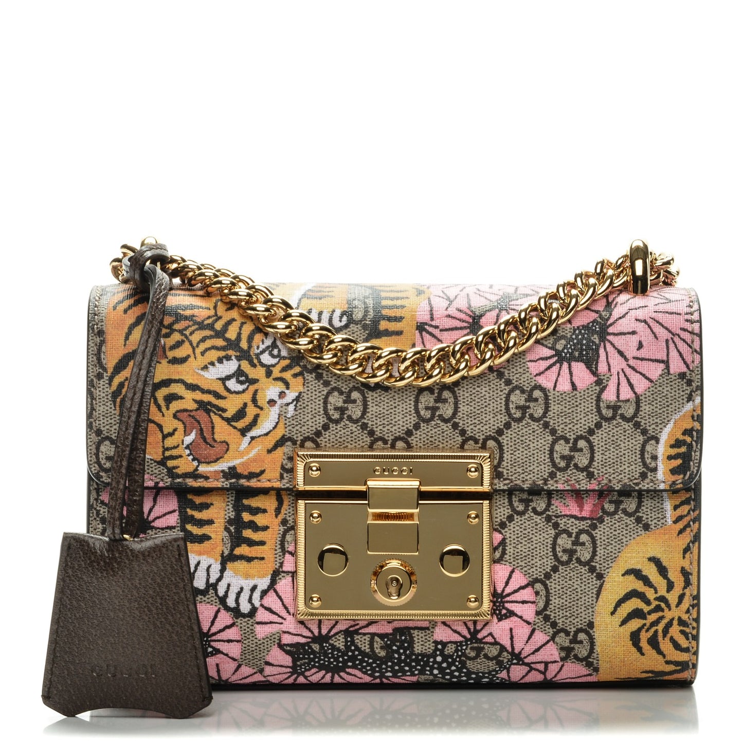 GG Supreme Monogram Bengal Small Padlock Shoulder Bag Beige Pink