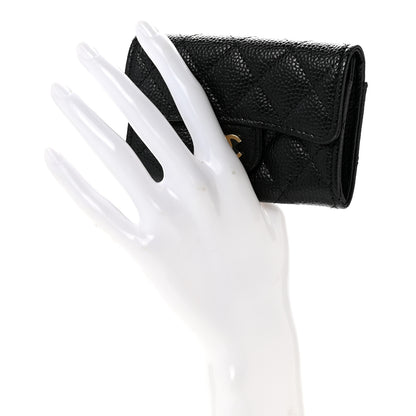 Chanel Caviar Quilted Flap Card Holder Wallet Black 2 of 9