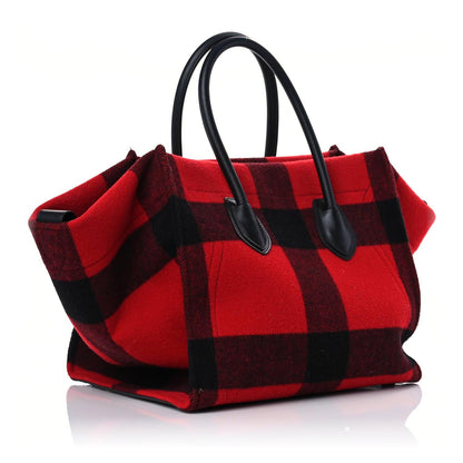 Celine Wool Tartan Medium Phantom Luggage Red 2 of 13