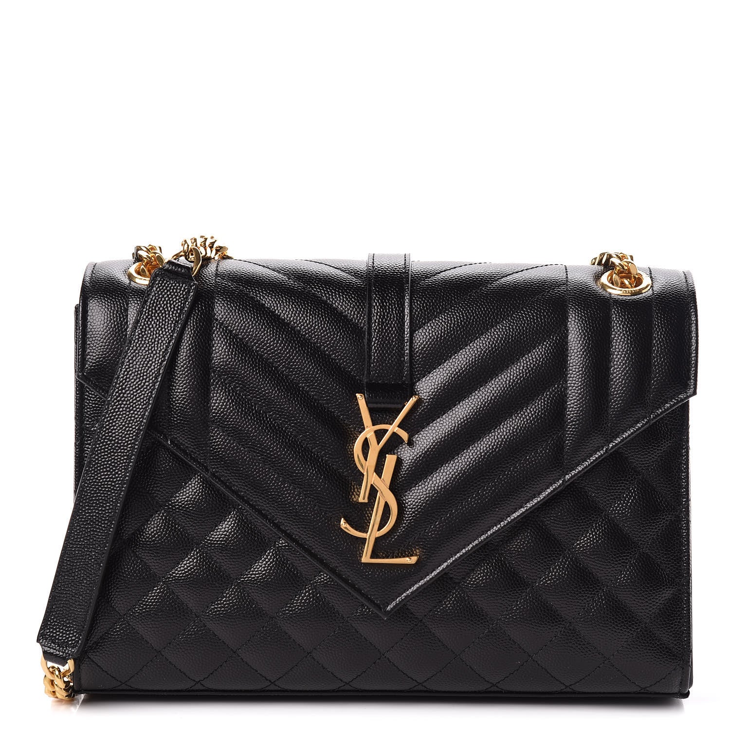 Saint Laurent Grain De Poudre Textured Mixed Matelasse Triquilt Medium Monogram Satchel Black 1 of 10