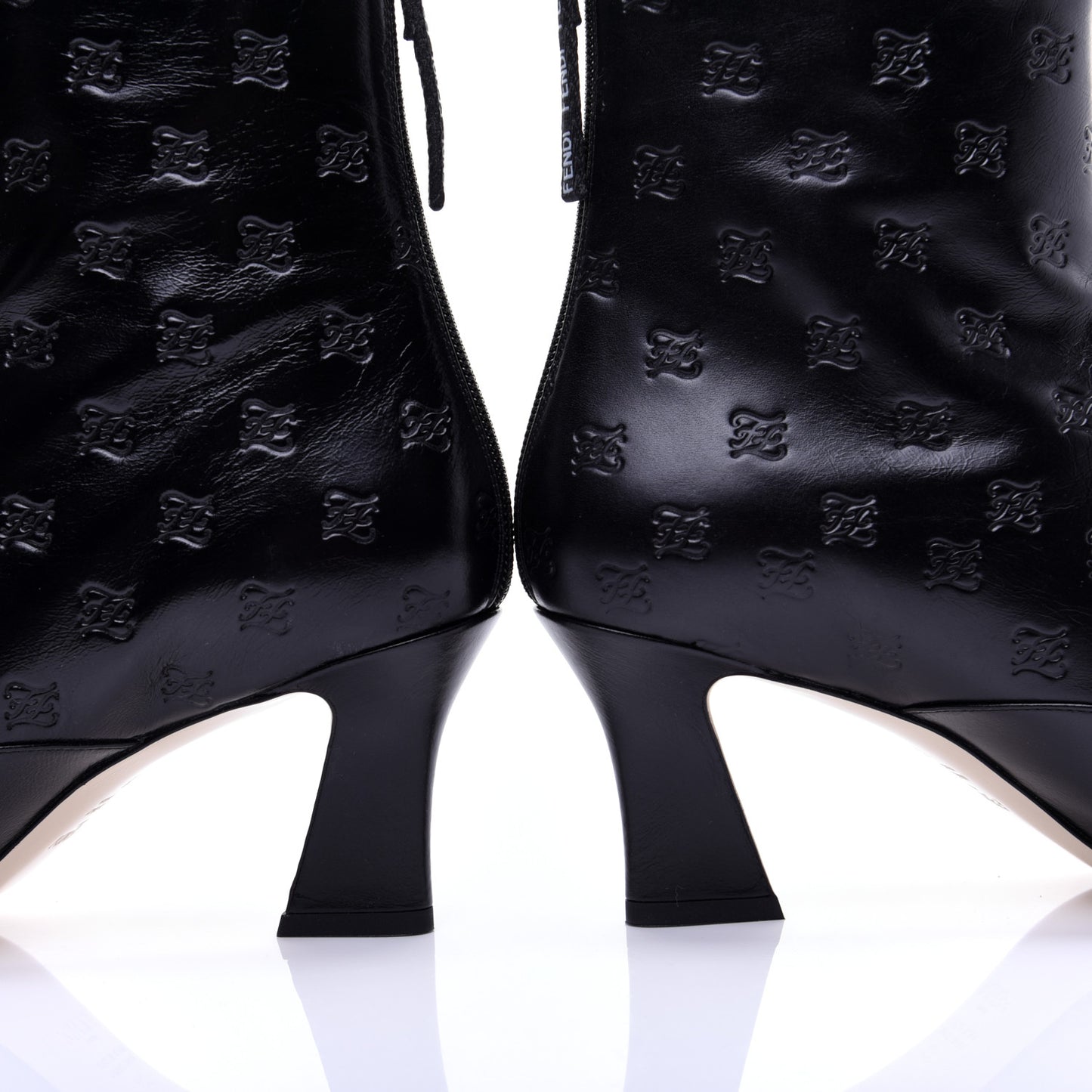 Vitello Karligraphy Embossed FFreedom Ankle Boots 39 Black