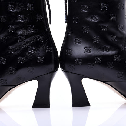 Fendi Vitello Karligraphy Embossed FFreedom Ankle Boots 39 Black 12 of 13