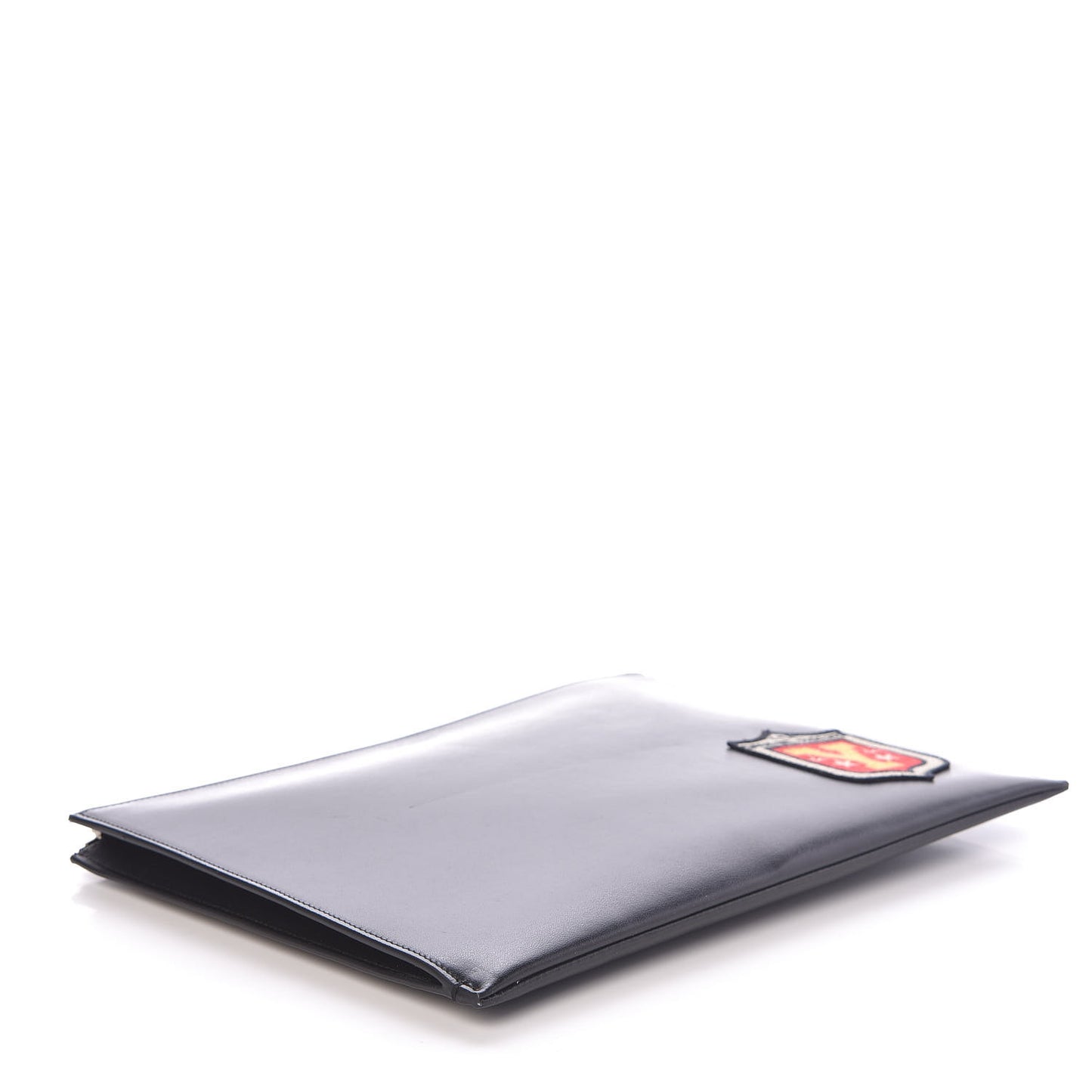 Calfskin Embroidered iPad Pouch Black
