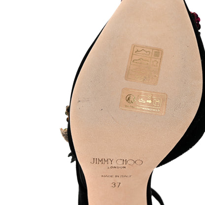 Jimmy Choo Sequin Velvet Azara 100 Pumps 37 Black 9 of 13