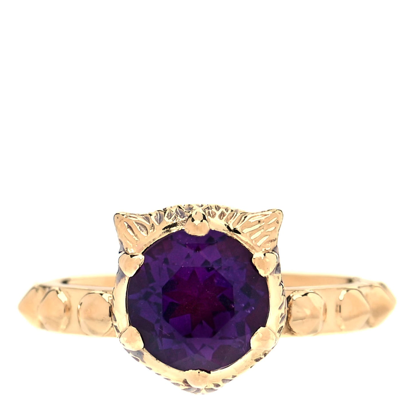 18K Yellow Gold Amethyst Diamond Le Marché Des Merveilles Feline Ring 51 5.75