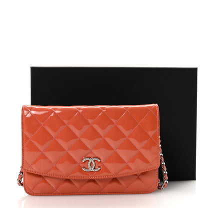 Chanel Patent Quilted Brilliant Wallet On Chain WOC Coral 12 of 12