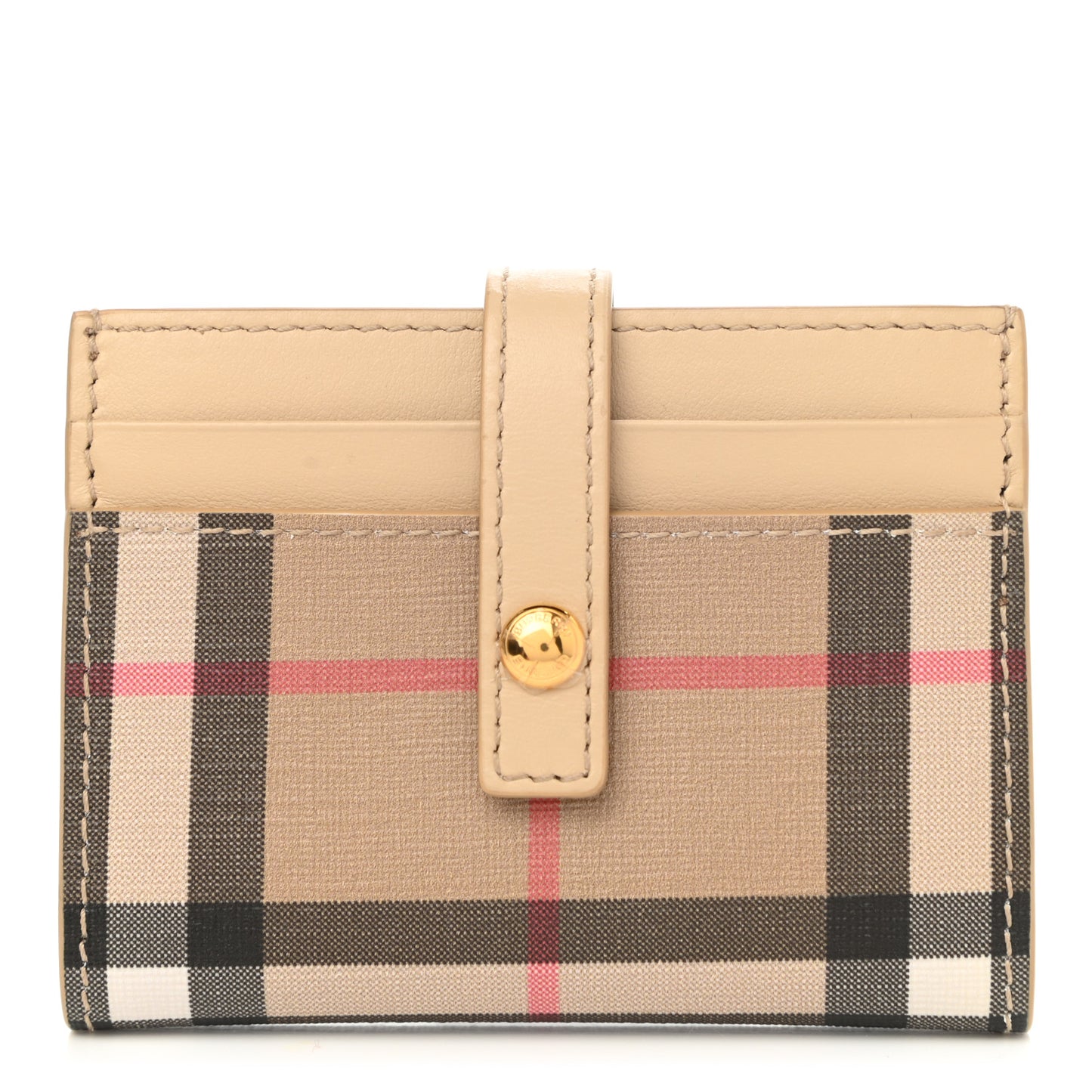 Coated Canvas House Check Folding Wallet Beige