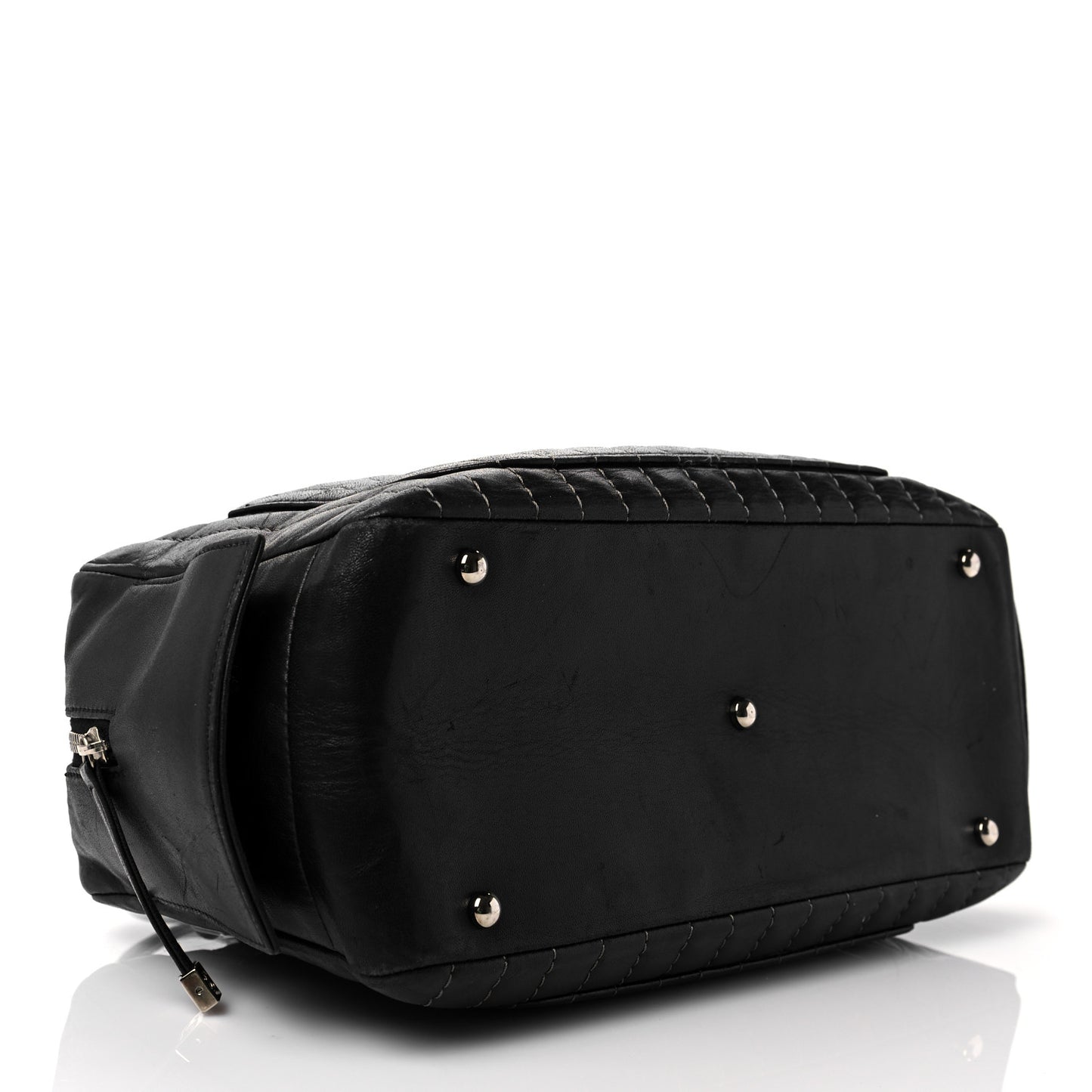 Lambskin Vertical Quilted Mademoiselle Satchel Black