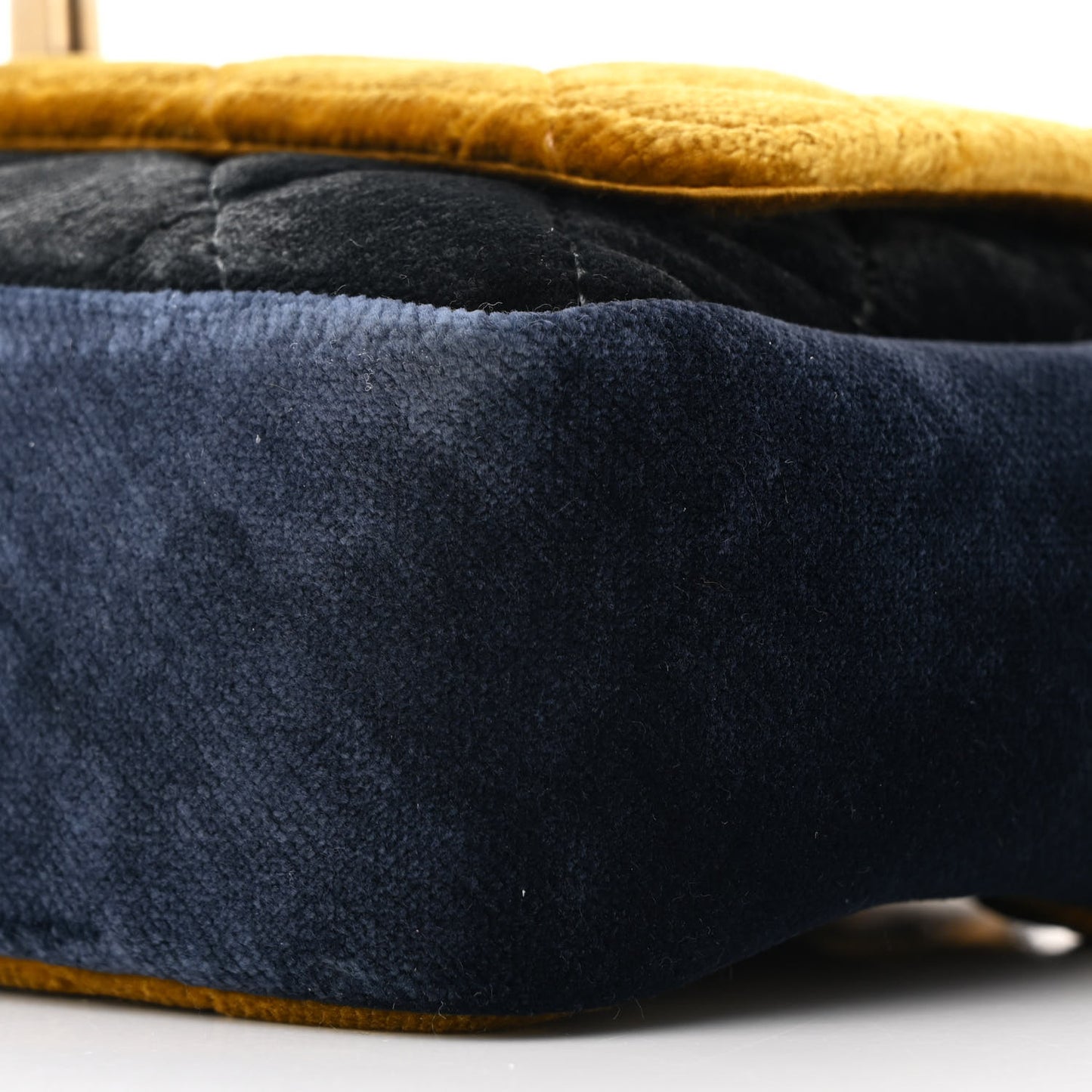 Velvet Quilted Small Camellia Flap Yellow Navy Charcoal