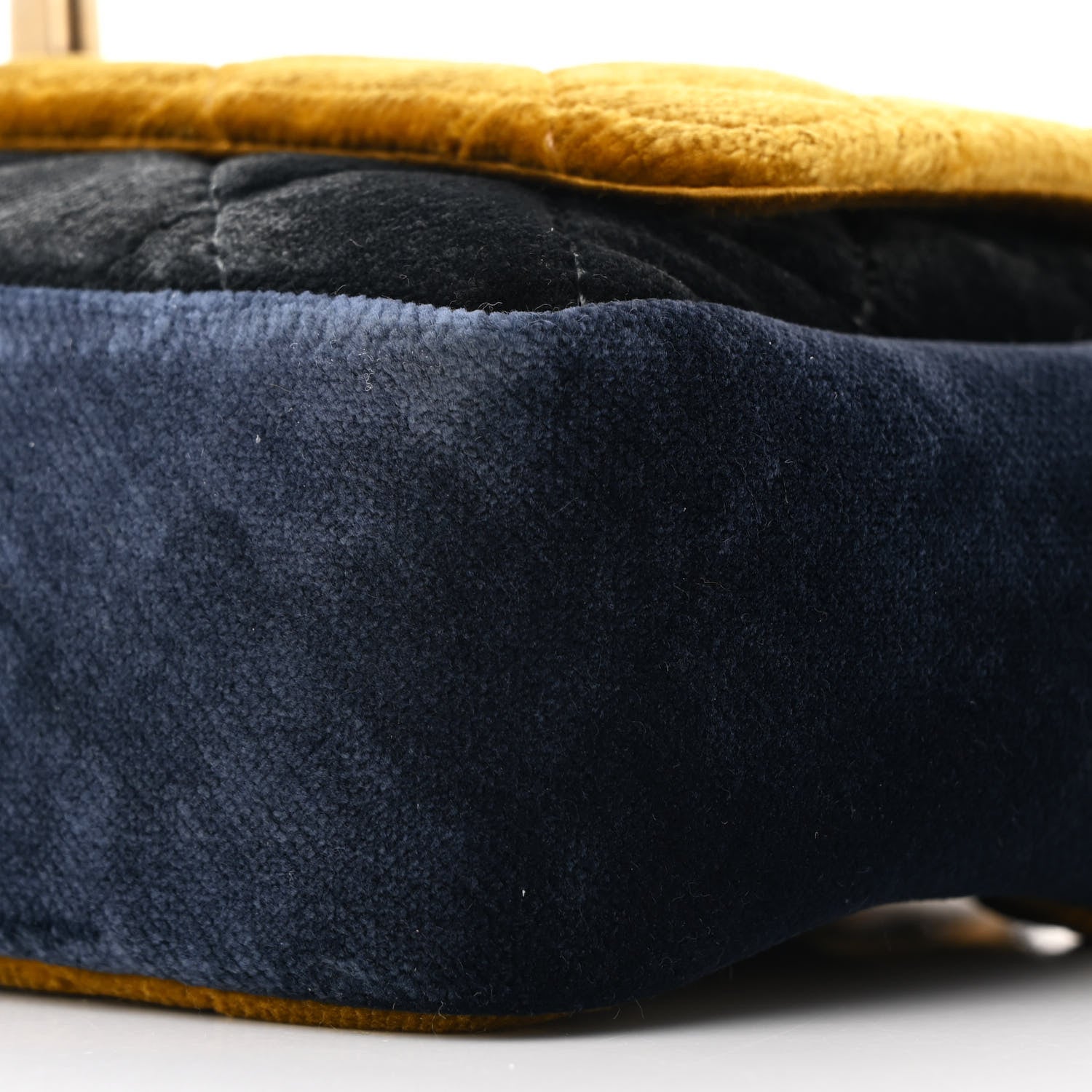 Chanel Velvet Quilted Small Camellia Flap Yellow Navy Charcoal 11 of 12