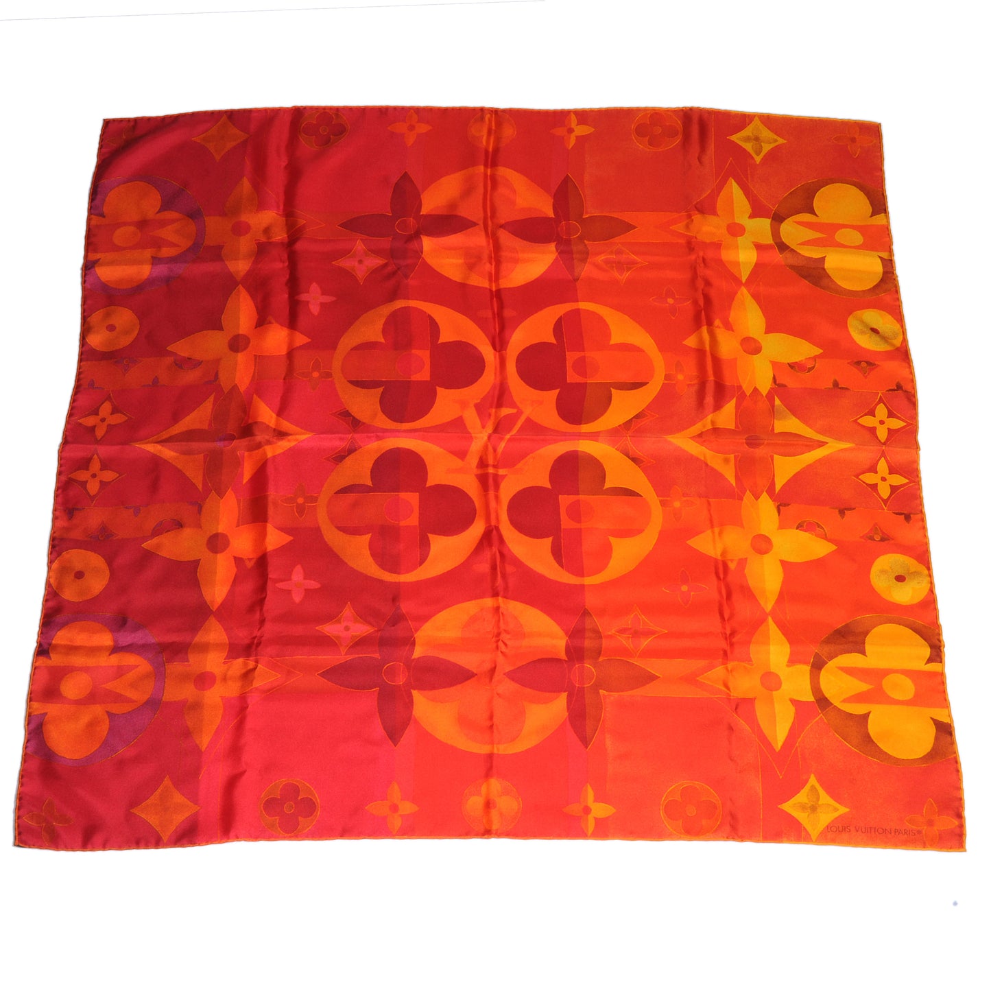 Silk Monographic Carre Scarf Orange